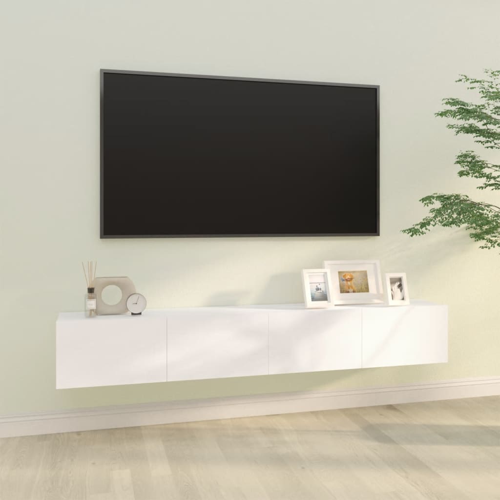 Έπιπλα Τηλεόρασης Τοίχου 2 τεμ. Λευκά 100x30x30 εκ. Επεξ. Ξύλο - Pakobazaar
