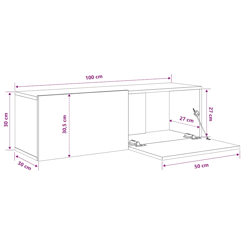 Έπιπλα Τηλεόρασης 2 τεμ. Γυαλιστ. Λευκό 100x30x30εκ. Επεξ. Ξύλο