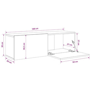 Έπιπλα Τηλεόρασης 2 τεμ. Γυαλιστ. Λευκό 100x30x30εκ. Επεξ. Ξύλο