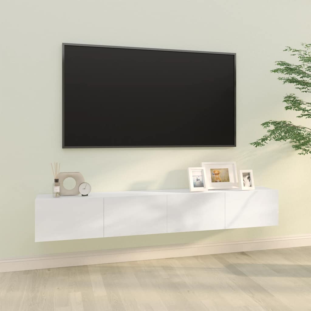 Έπιπλα Τηλεόρασης 2 τεμ. Γυαλιστ. Λευκό 100x30x30εκ. Επεξ. Ξύλο