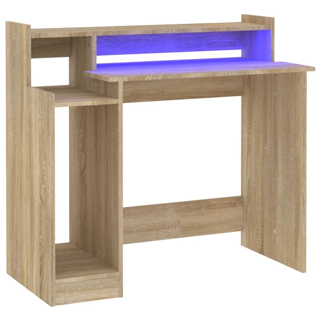 Γραφείο με LED Sonoma δρυς 97x45x90 εκ. Επεξεργ. Ξύλο - Pakobazaar