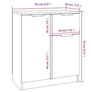 Ντουλάπι Γκρι Σκυροδέματος 60x30x70 εκ. από Επεξεργασμένο Ξύλο