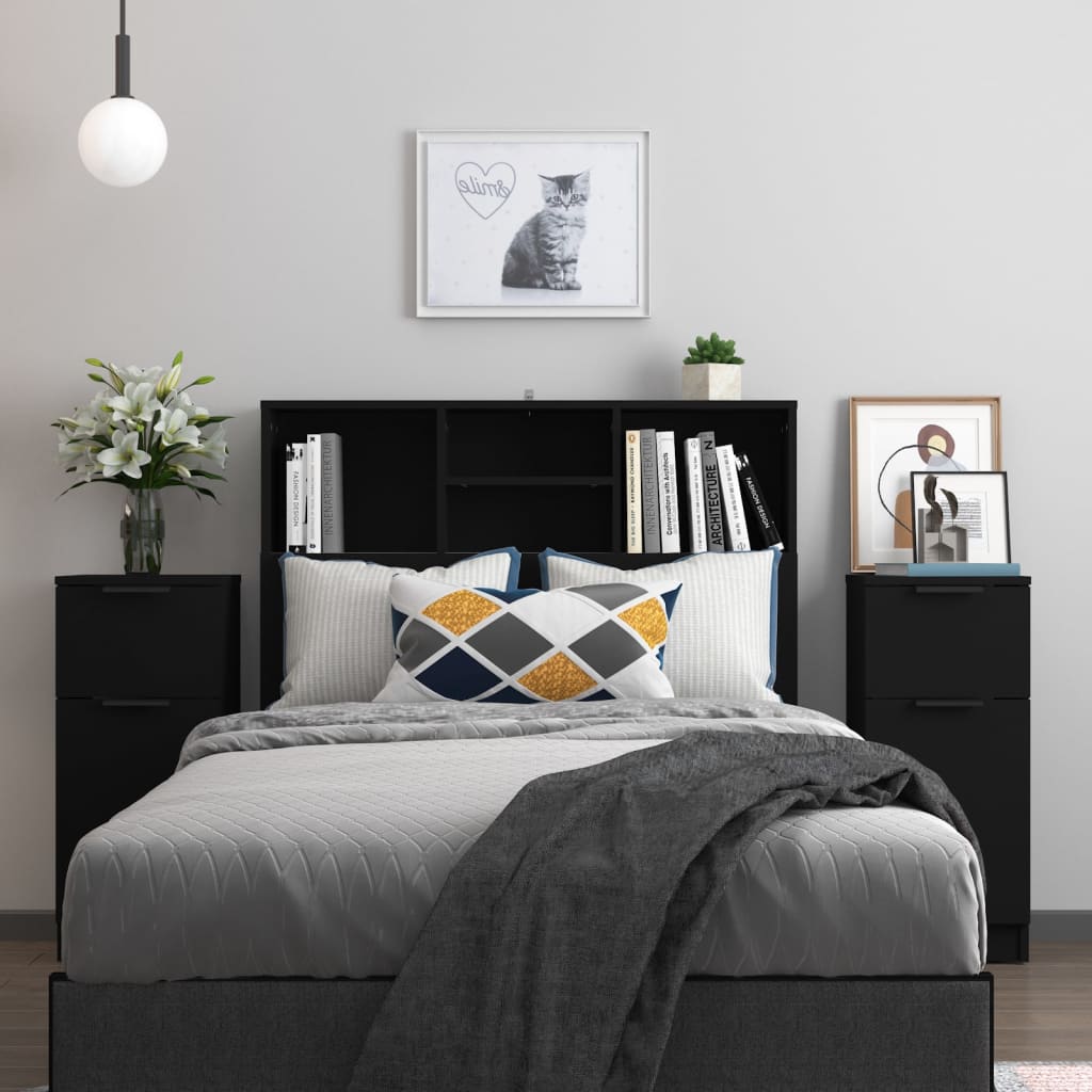 Ντουλάπια 2 τεμ. Μαύρα 30 x 30 x 70 εκ. από Επεξεργασμένο Ξύλο - Pakobazaar