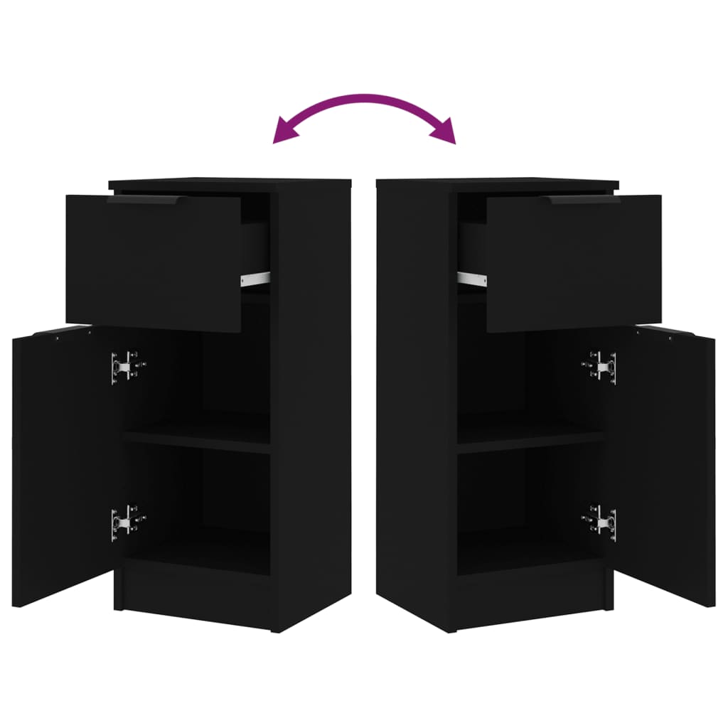 Ντουλάπια 2 τεμ. Μαύρα 30 x 30 x 70 εκ. από Επεξεργασμένο Ξύλο - Pakobazaar