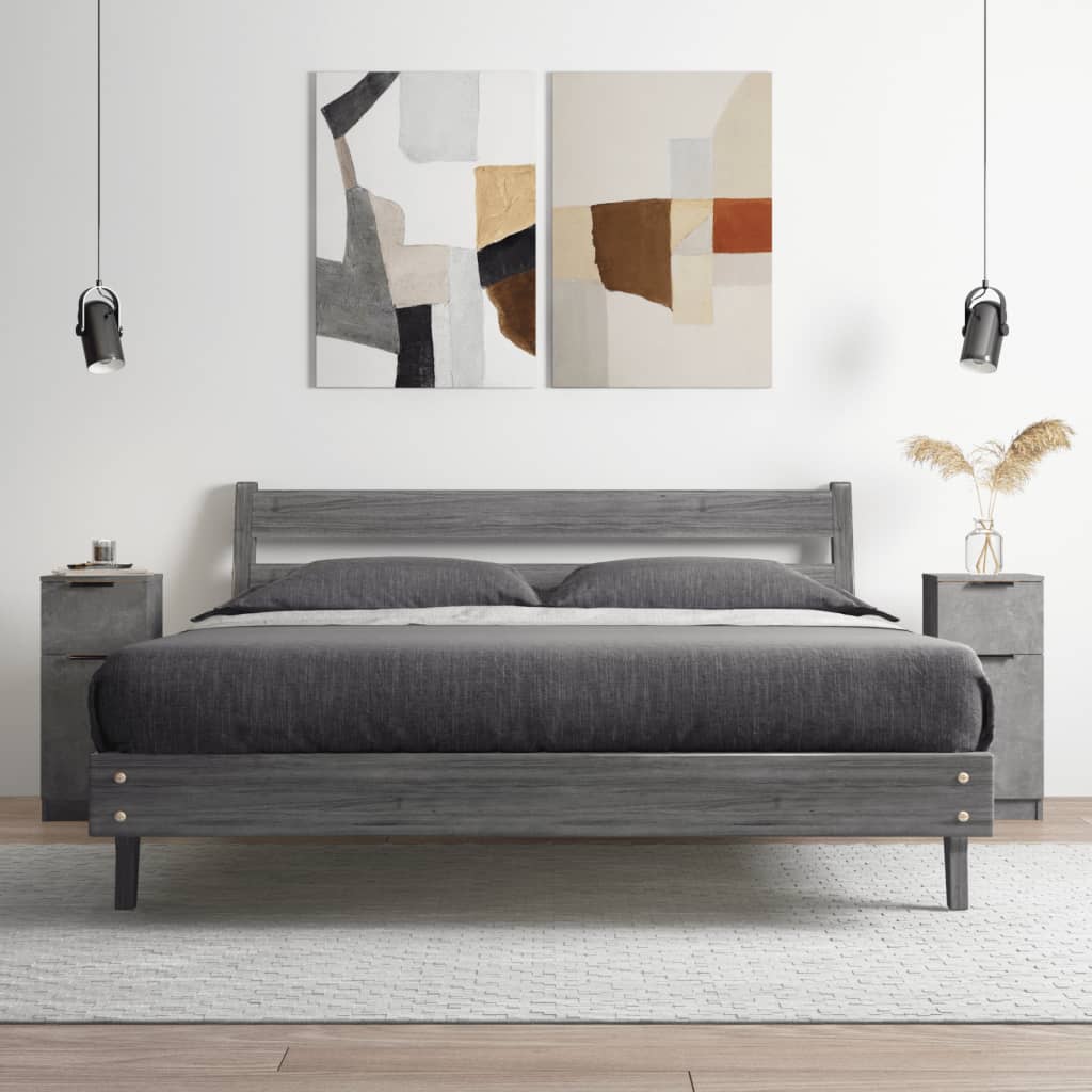 Ντουλάπια 2 τεμ. Γκρι Σκυροδέματος 30x30x70 εκ. Επεξεργ. Ξύλο