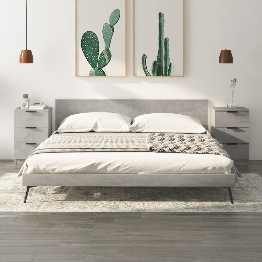 Κομοδίνα 2 τεμ. Γκρι Σκυροδέματος 40x36x65 εκ. - Pakobazaar