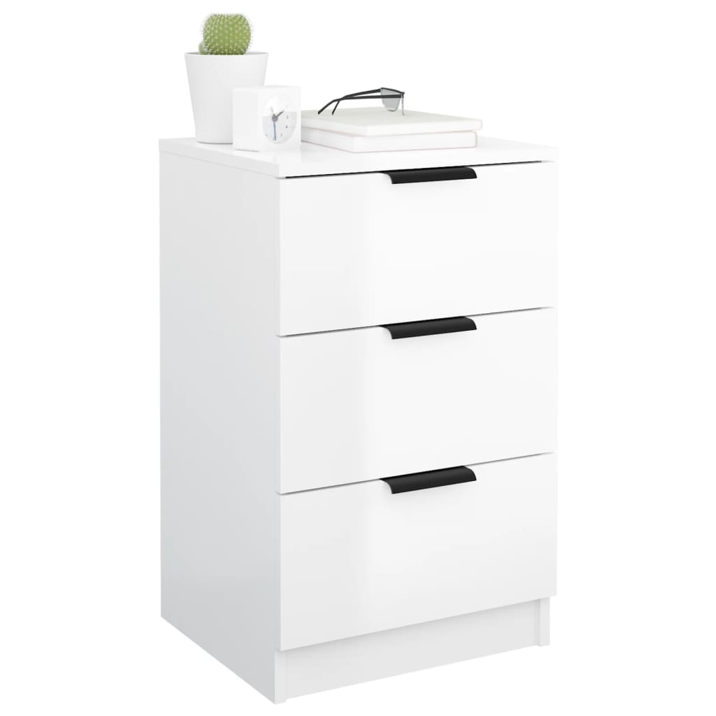 Κομοδίνα Γυαλιστερό Λευκό 40x36x65 εκ. - Pakobazaar