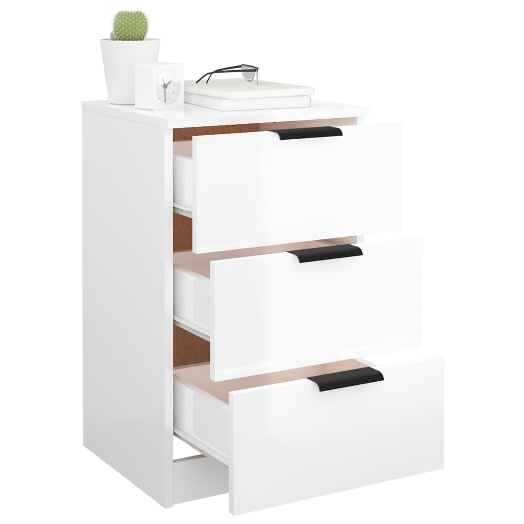 Κομοδίνα Γυαλιστερό Λευκό 40x36x65 εκ. - Pakobazaar