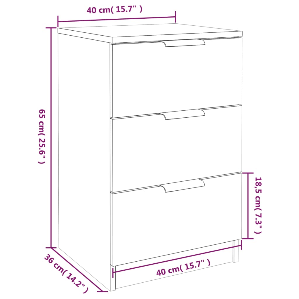 Κομοδίνα Γυαλιστερό Λευκό 40x36x65 εκ. - Pakobazaar