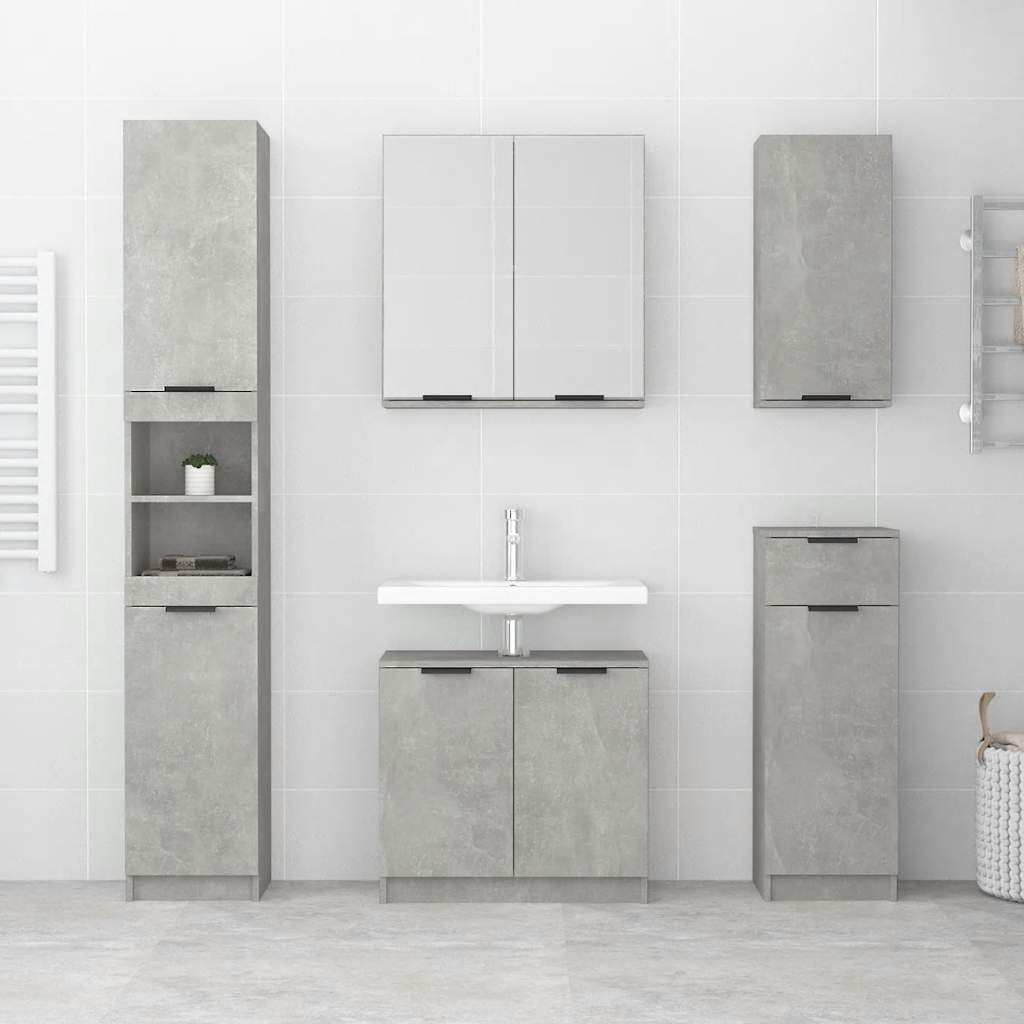 Ντουλάπι Μπάνιου Γκρι Σκυροδέματος 64,5x33,5x59 εκ. Επεξ. Ξύλο - Pakobazaar