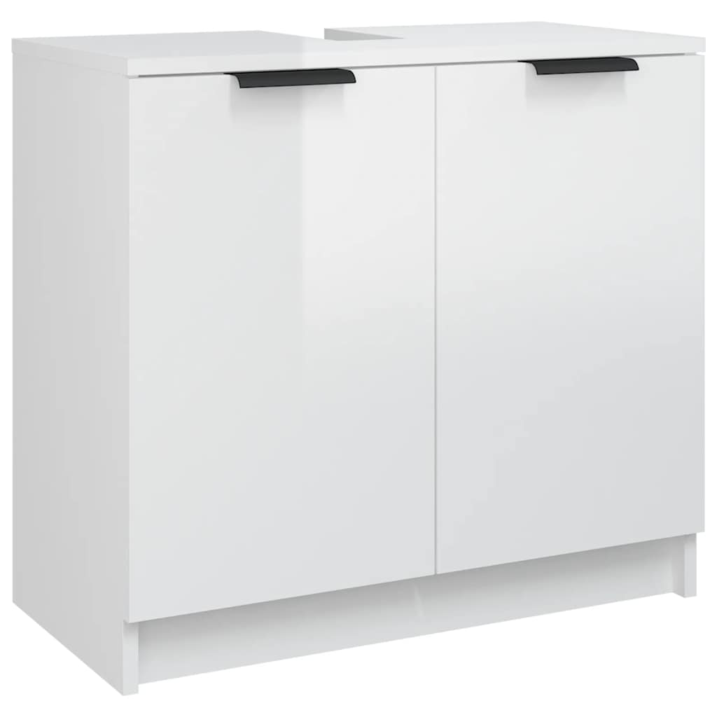 Ντουλάπι Μπάνιου Γυαλιστερό Λευκό 64,5x33,5x59εκ. Επεξεργ. Ξύλο