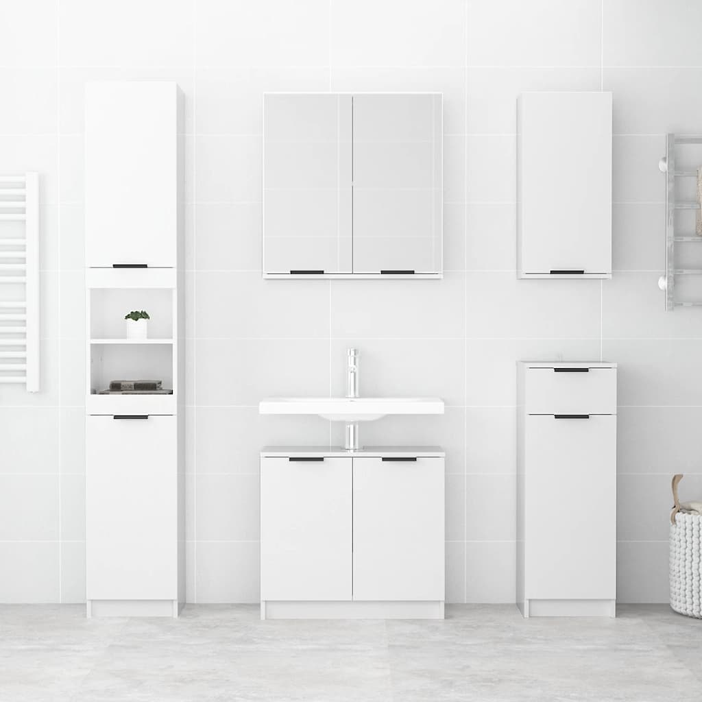 Ντουλάπι Μπάνιου Γυαλιστερό Λευκό 64,5x33,5x59εκ. Επεξεργ. Ξύλο