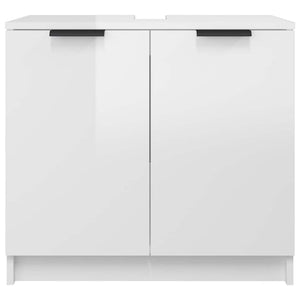 Ντουλάπι Μπάνιου Γυαλιστερό Λευκό 64,5x33,5x59εκ. Επεξεργ. Ξύλο