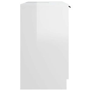 Ντουλάπι Μπάνιου Γυαλιστερό Λευκό 64,5x33,5x59εκ. Επεξεργ. Ξύλο