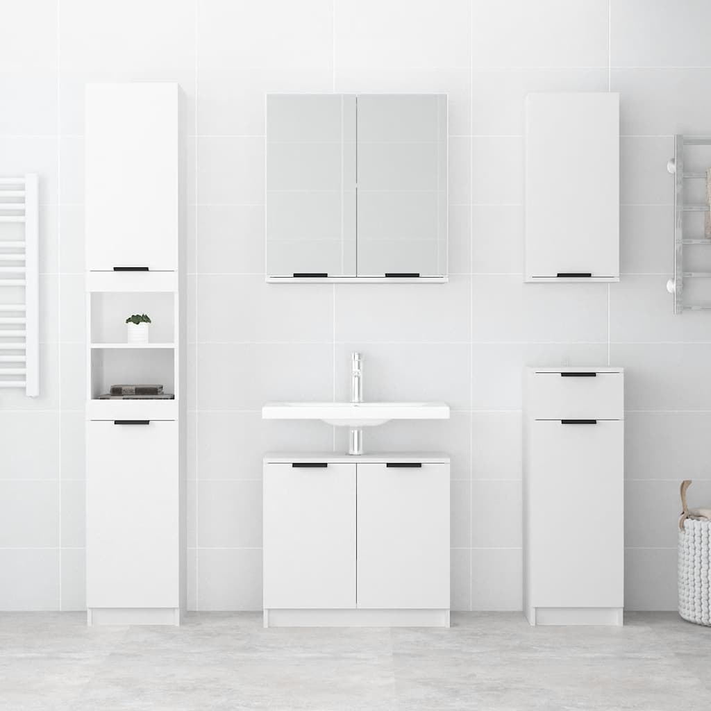 Ντουλάπι Μπάνιου Λευκό 32 x 34 x 188,5 εκ. Επεξεργασμένο Ξύλο - Pakobazaar