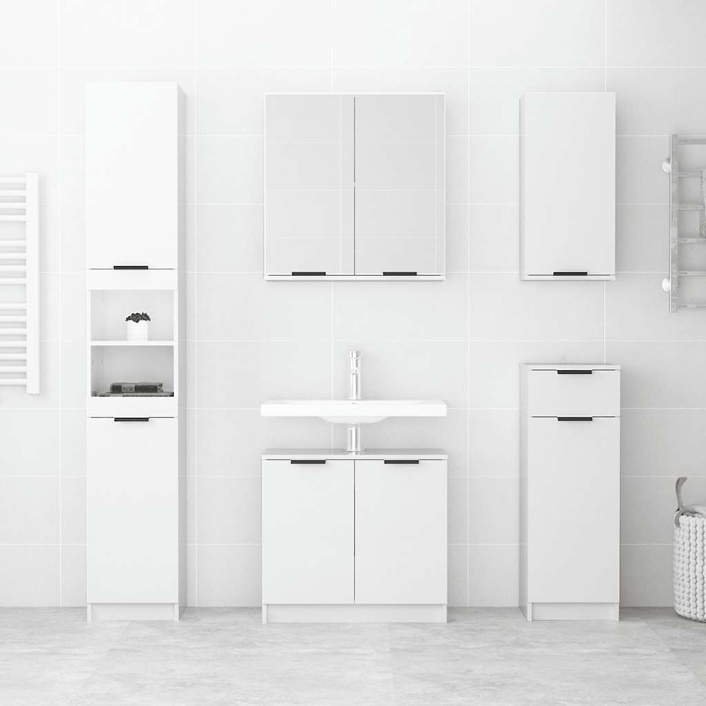 Ντουλάπι Μπάνιου Γυαλιστερό Λευκό 32x34x188,5 εκ. Επεξεργ. Ξύλο