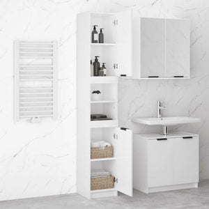 Ντουλάπι Μπάνιου Γυαλιστερό Λευκό 32x34x188,5 εκ. Επεξεργ. Ξύλο