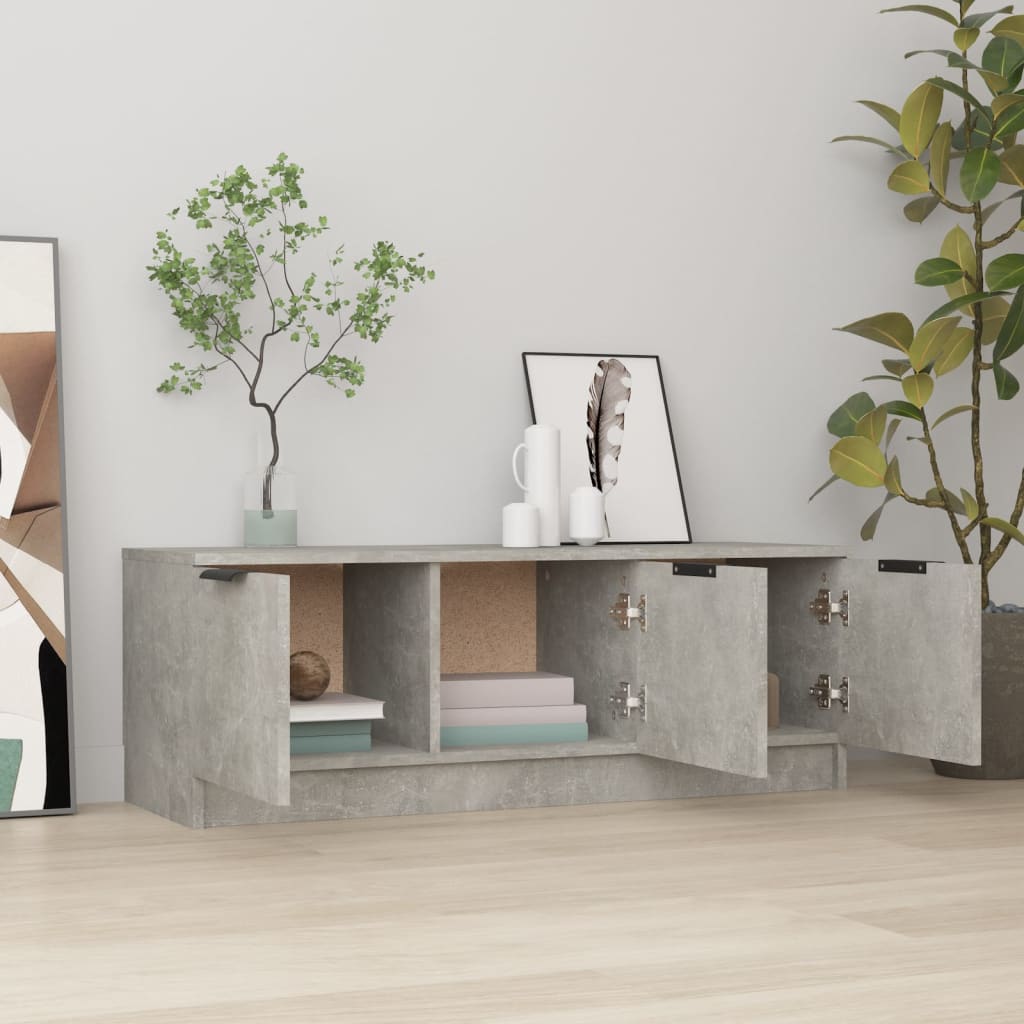 Έπιπλο Τηλεόρασης Γκρι Σκυροδέματος 102x35x36,5 εκ. Επεξ. Ξύλο
