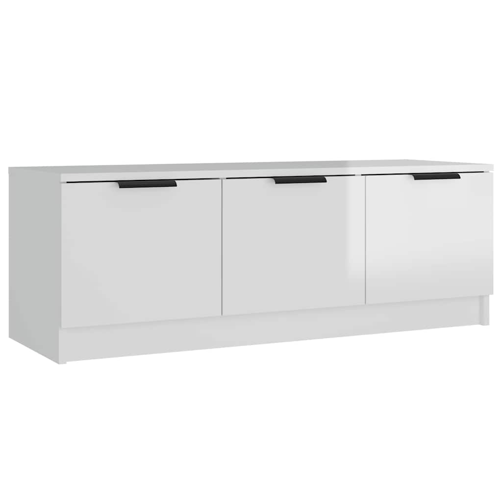 Έπιπλο Τηλεόρασης Γυαλ. Λευκό 102x35x36,5 εκ Επεξεργασμένο Ξύλο