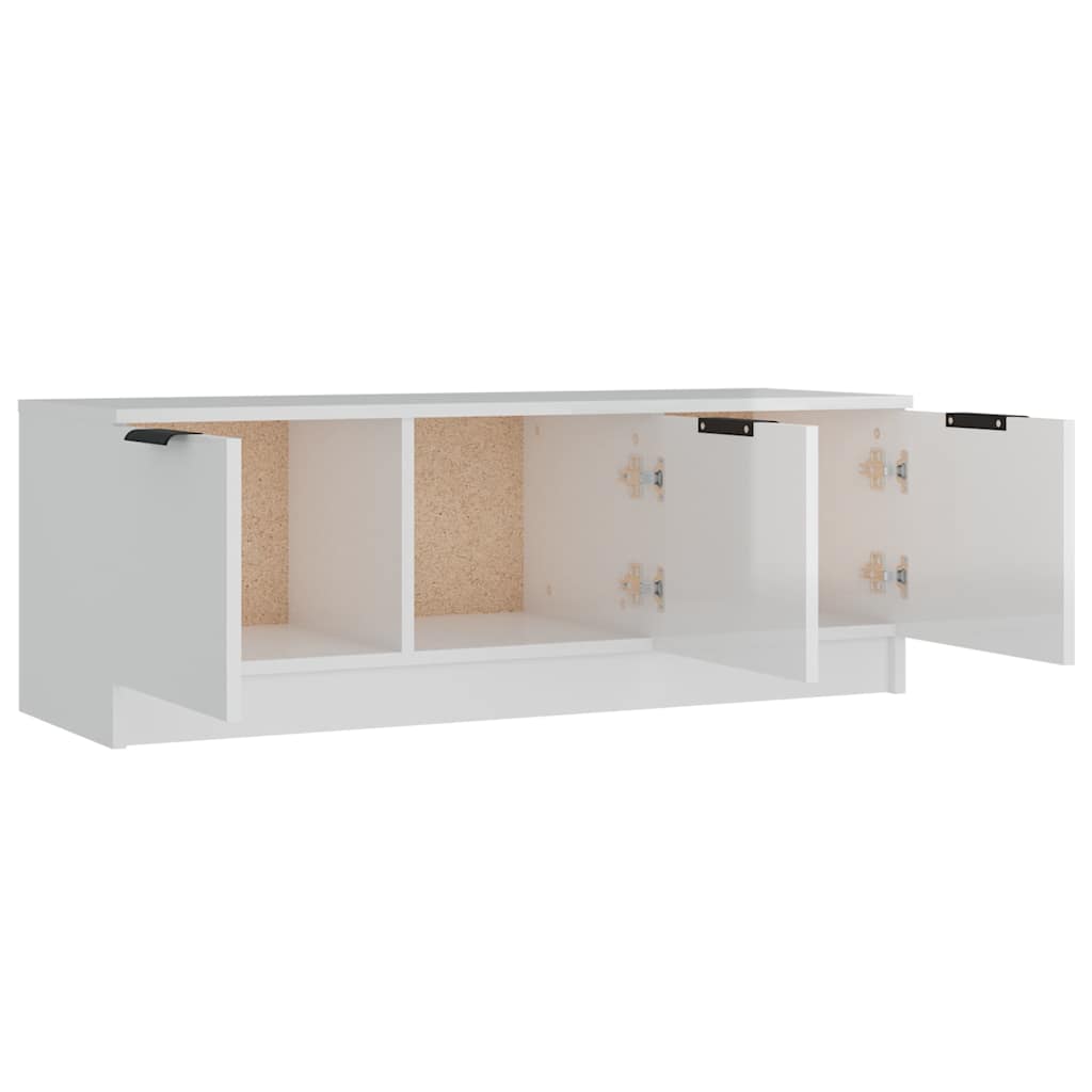 Έπιπλο Τηλεόρασης Γυαλ. Λευκό 102x35x36,5 εκ Επεξεργασμένο Ξύλο