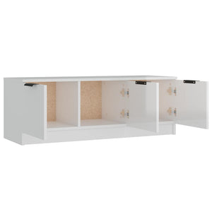 Έπιπλο Τηλεόρασης Γυαλ. Λευκό 102x35x36,5 εκ Επεξεργασμένο Ξύλο