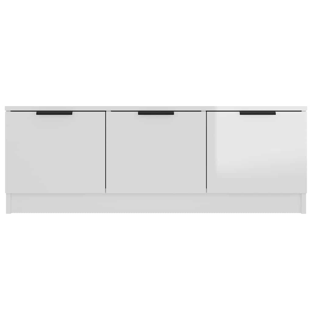 Έπιπλο Τηλεόρασης Γυαλ. Λευκό 102x35x36,5 εκ Επεξεργασμένο Ξύλο