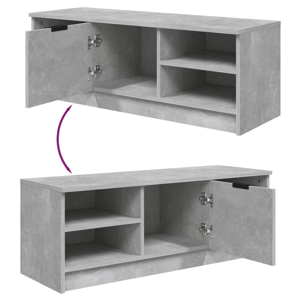 Έπιπλο Τηλεόρασης Γκρι Σκυροδέματος 102x35,5x36,5εκ. Επεξ. Ξύλο