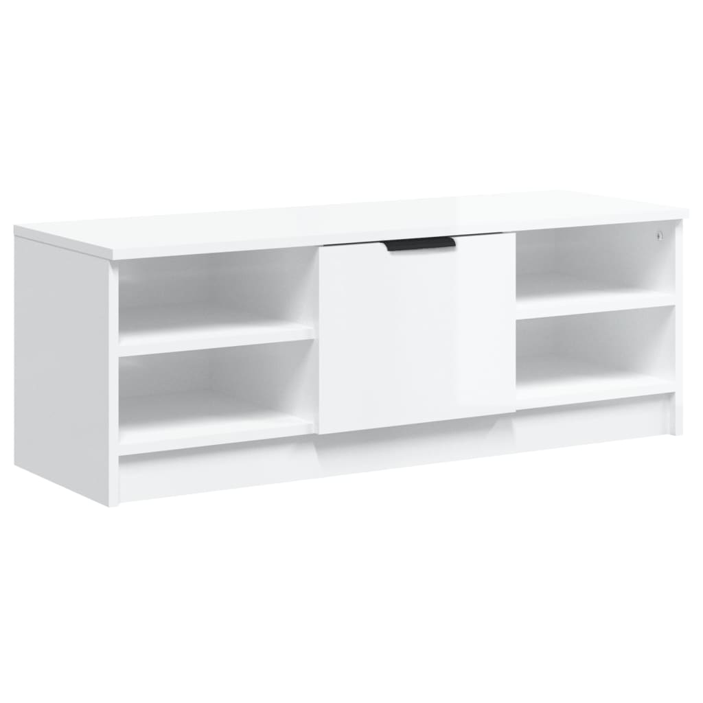 Έπιπλο Τηλεόρασης Γυαλ. Λευκό102x35,5x36,5εκ.Επεξεργασμένο Ξύλο