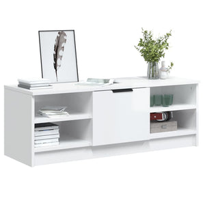 Έπιπλο Τηλεόρασης Γυαλ. Λευκό102x35,5x36,5εκ.Επεξεργασμένο Ξύλο