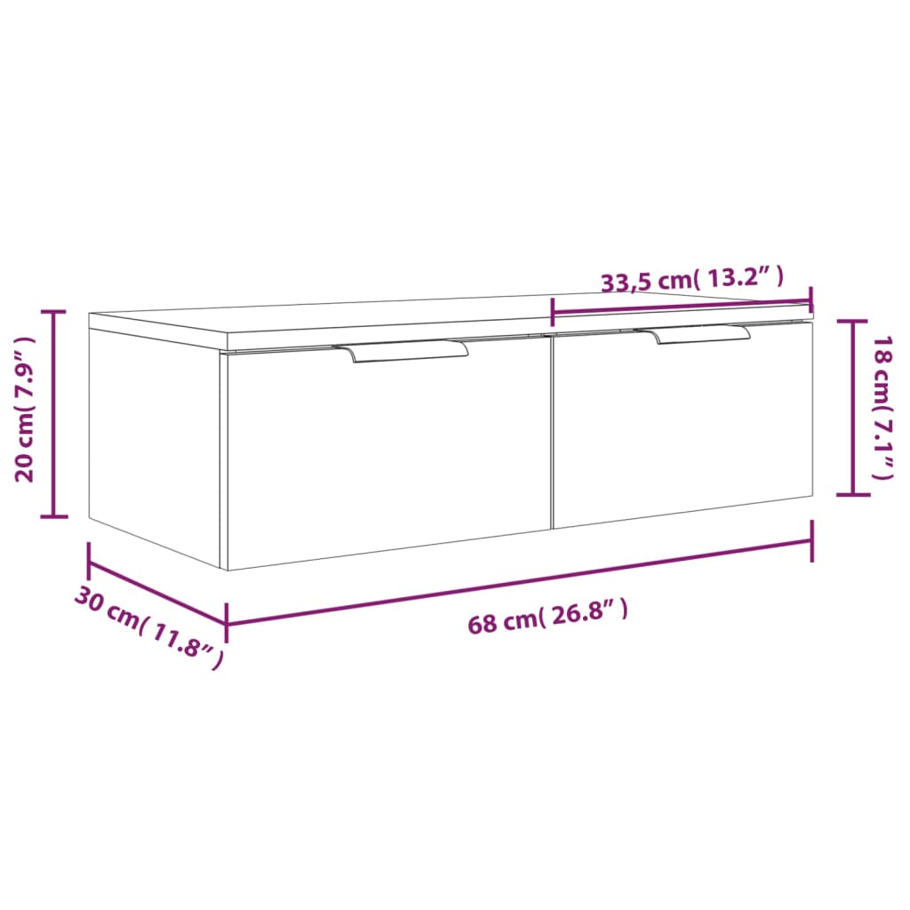 Ντουλάπι Τοίχου Γυαλιστερό Λευκό 68x30x20εκ. Επεξεργασμένο Ξύλο - Pakobazaar