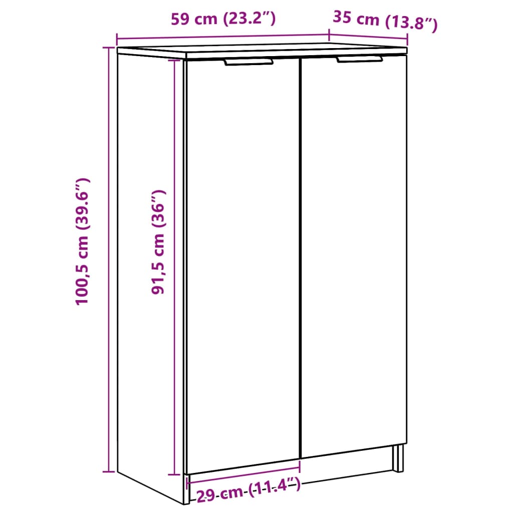 Παπουτσοθήκη Λευκή 59x35x100,5 εκ. από Επεξεργασμένο Ξύλο