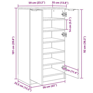 Παπουτσοθήκη Γκρι Σκυροδέματος 59x35x100,5 εκ. Επεξεργασμένο Ξύλο - Pakobazaar