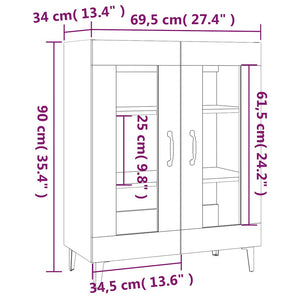 Συρταριέρα Μαύρη 69,5 x 34 x 90 εκ. από Επεξεργασμένο Ξύλο