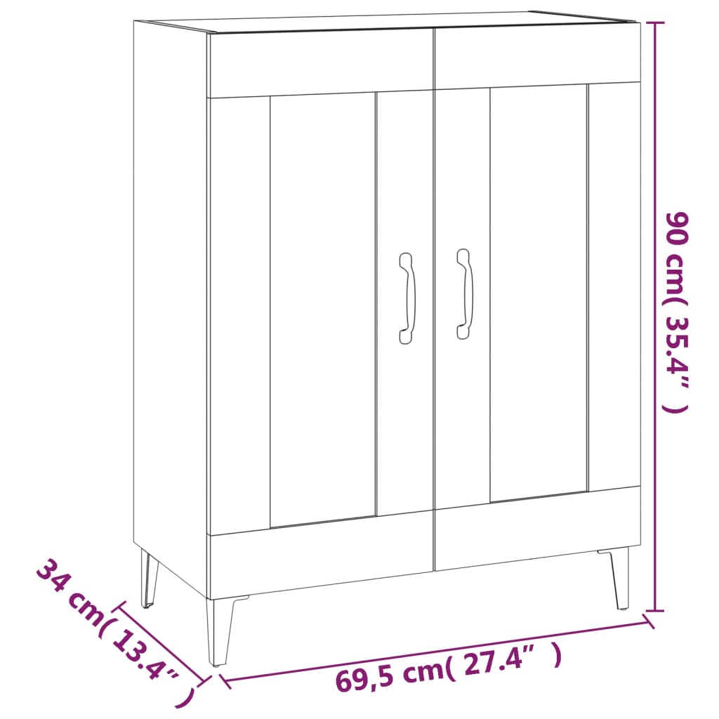 Ντουλάπι Μαύρο 69,5 x 34 x 90 εκ. από Επεξεργασμένο Ξύλο