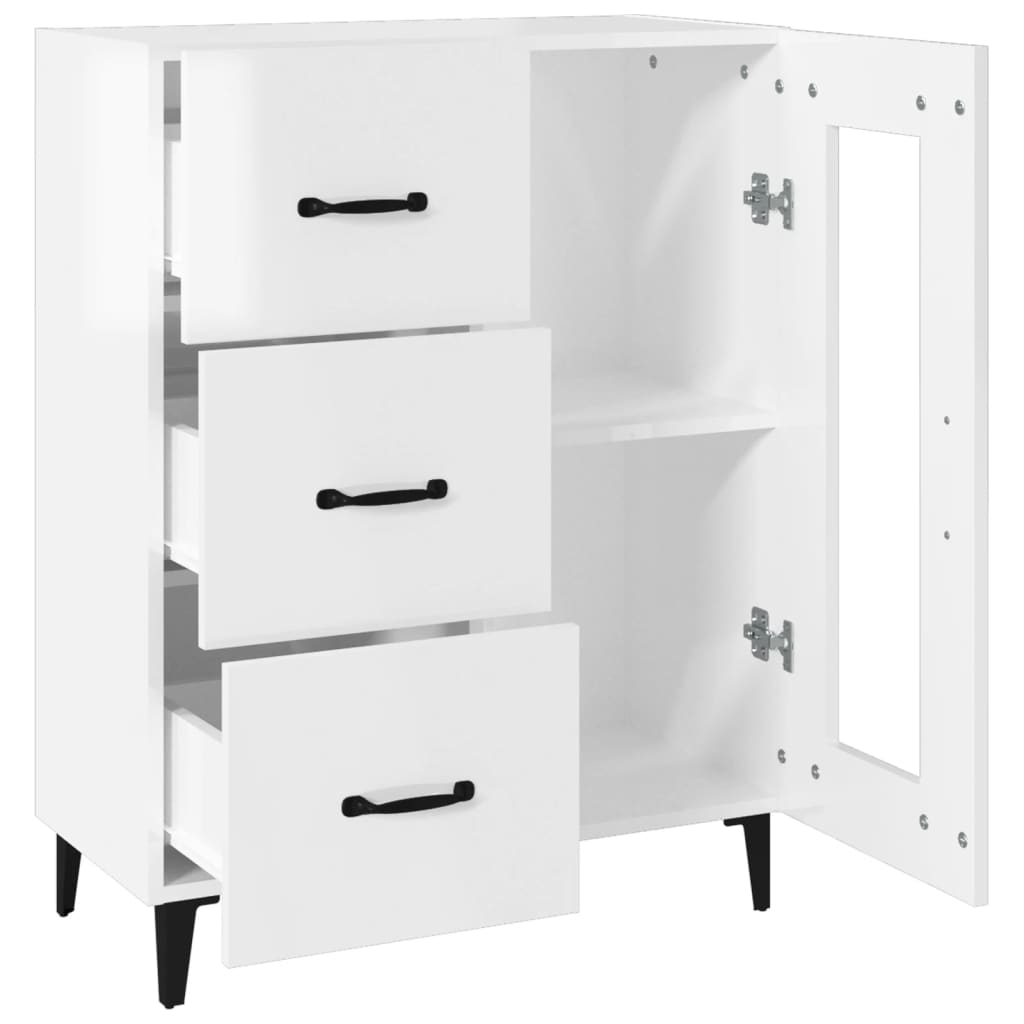 Ντουλάπι Γυαλιστερό Λευκό 69,5x34x90 εκ. Επεξεργασμένο Ξύλο