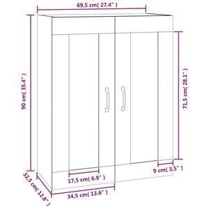 Ντουλάπι Τοίχου Κρεμαστό Λευκό 69,5 x 32,5 x 90 εκ. - Pakobazaar