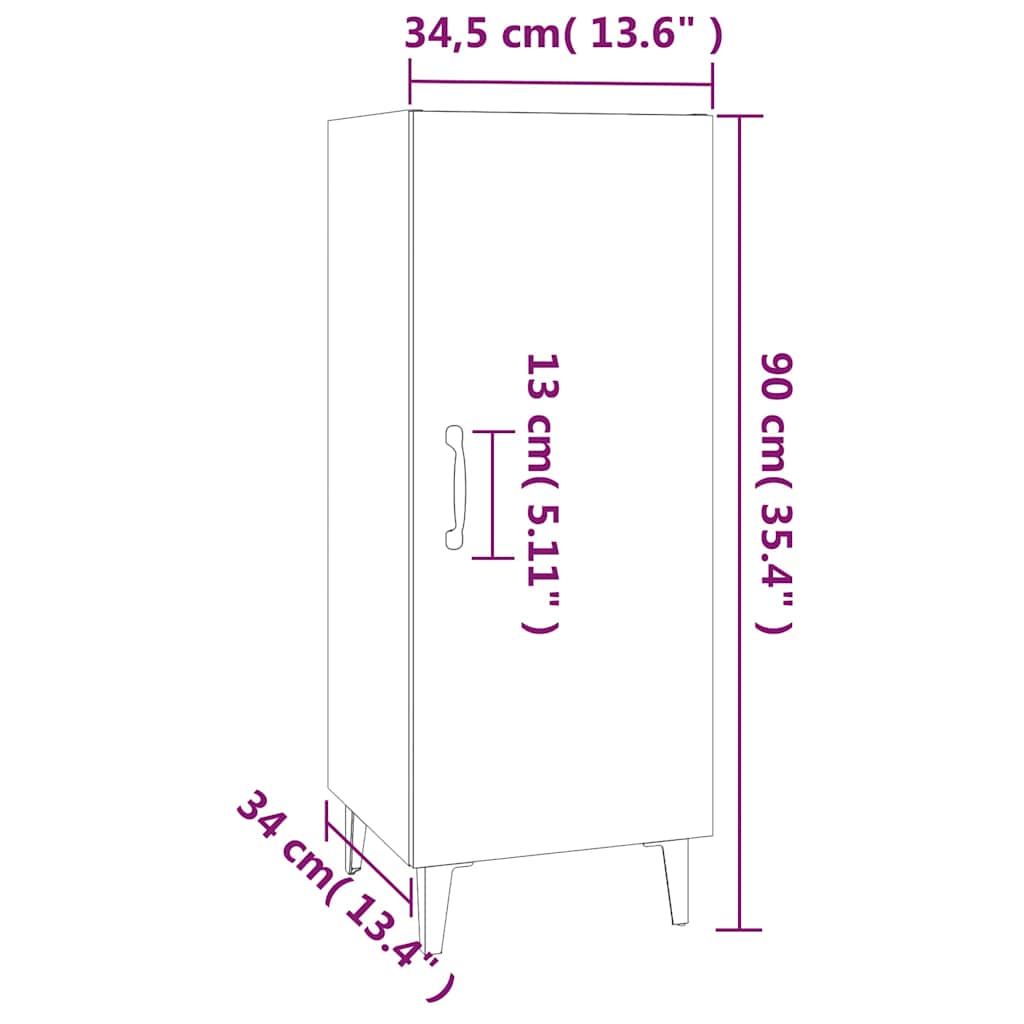 Ντουλάπι Μαύρο 34,5 x 34 x 90 εκ. από Επεξεργασμένο Ξύλο