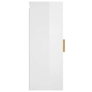 Ντουλάπι Τοίχου Γυαλιστερό Λευκό 34,5 x 34 x 90 εκ. Επεξ. Ξύλο