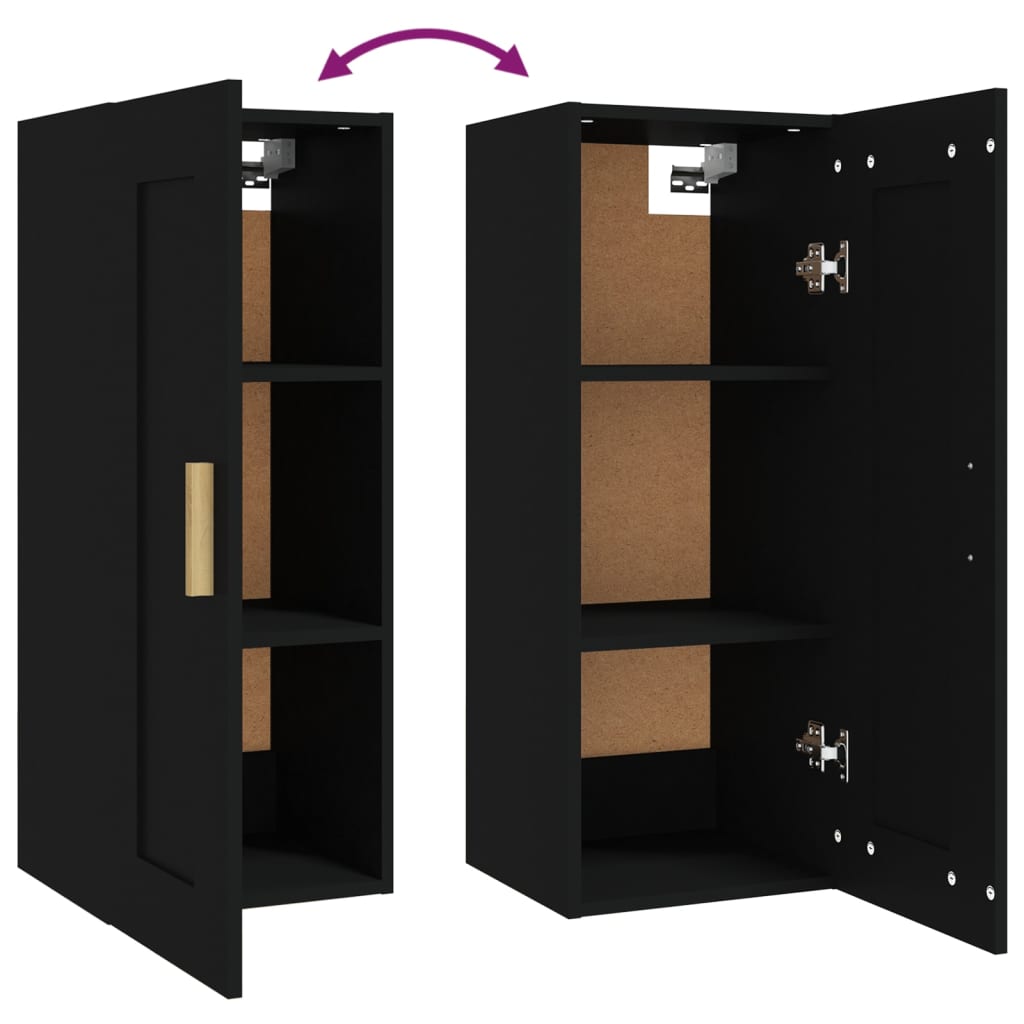 Ντουλάπι Τοίχου Μαύρο 35x34x90 εκ. Επεξεργασμένο Ξύλο - Pakobazaar