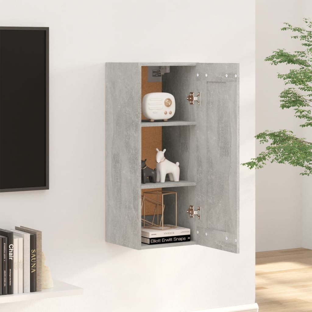 Ντουλάπι Κρεμαστό Γκρι Σκυροδέματος 35x34x90 εκ. Επεξ. Ξύλο - Pakobazaar