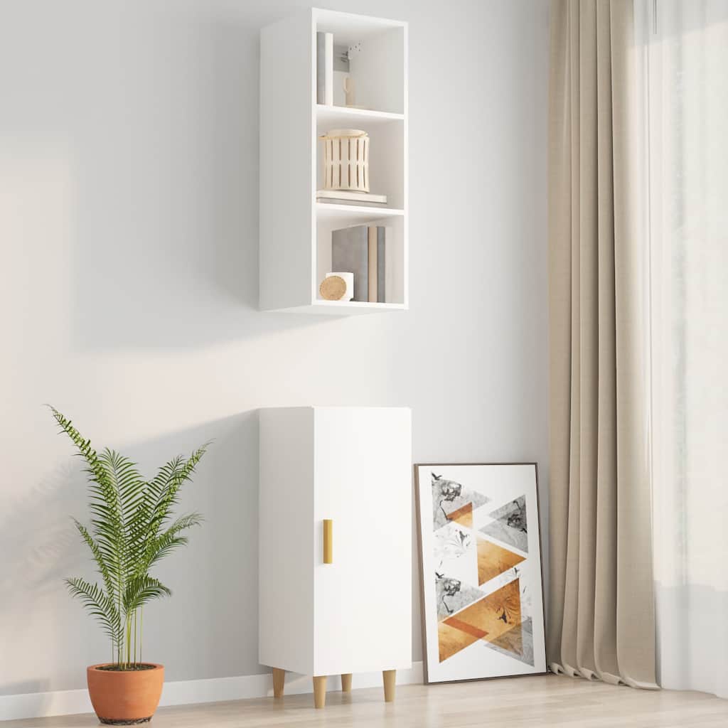 Ντουλάπι Τοίχου Γυαλιστερό Λευκό 34,5x32,5x90 εκ. Επεξεργ. Ξύλο - Pakobazaar