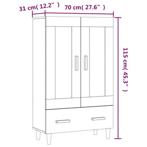 Ντουλάπι άσπρο 70 x 31 x 115 εκ. από Επεξεργασμένο Ξύλο