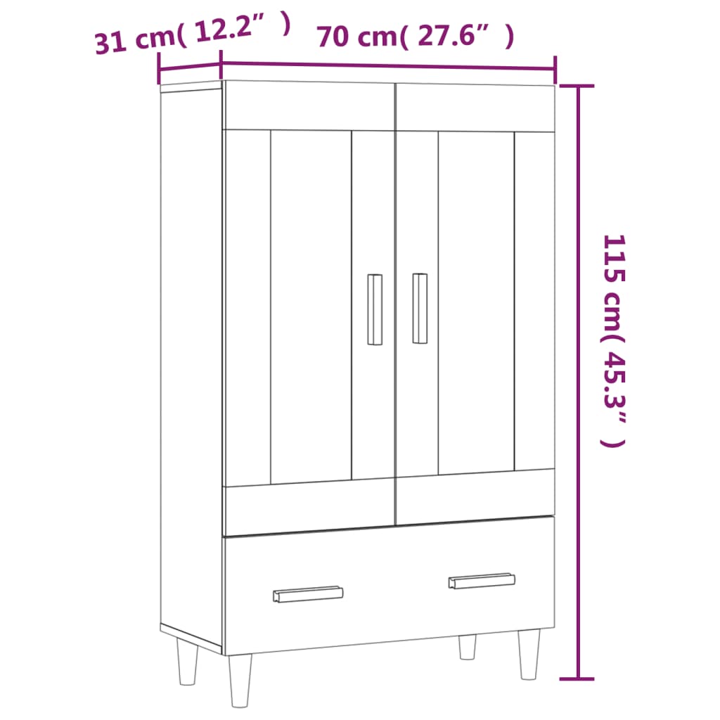 Ντουλάπα Sonoma Δρυς 70 x 31 x 115 εκ. από Επεξεργασμένο Ξύλο - Pakobazaar