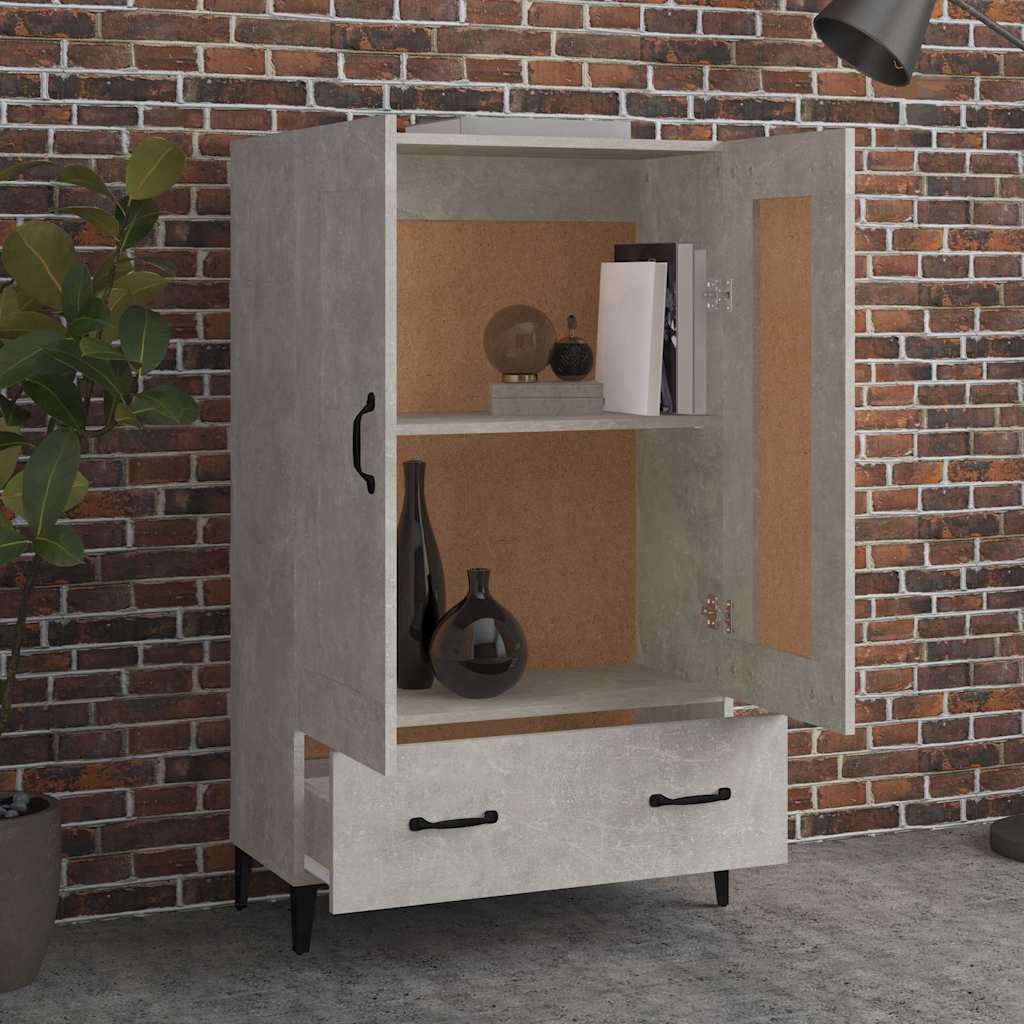 Ντουλάπι Γκρι Σκυροδέματος 70x31x115 εκ. από Επεξεργασμένο Ξύλο