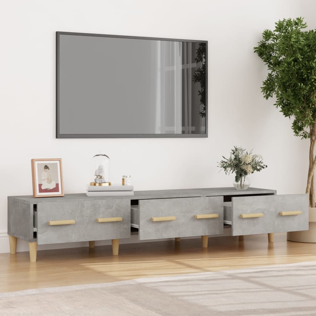 Έπιπλο Τηλεόρασης Γκρι Σκυροδέματος 150x34,5x30 εκ. Επεξ. Ξύλο