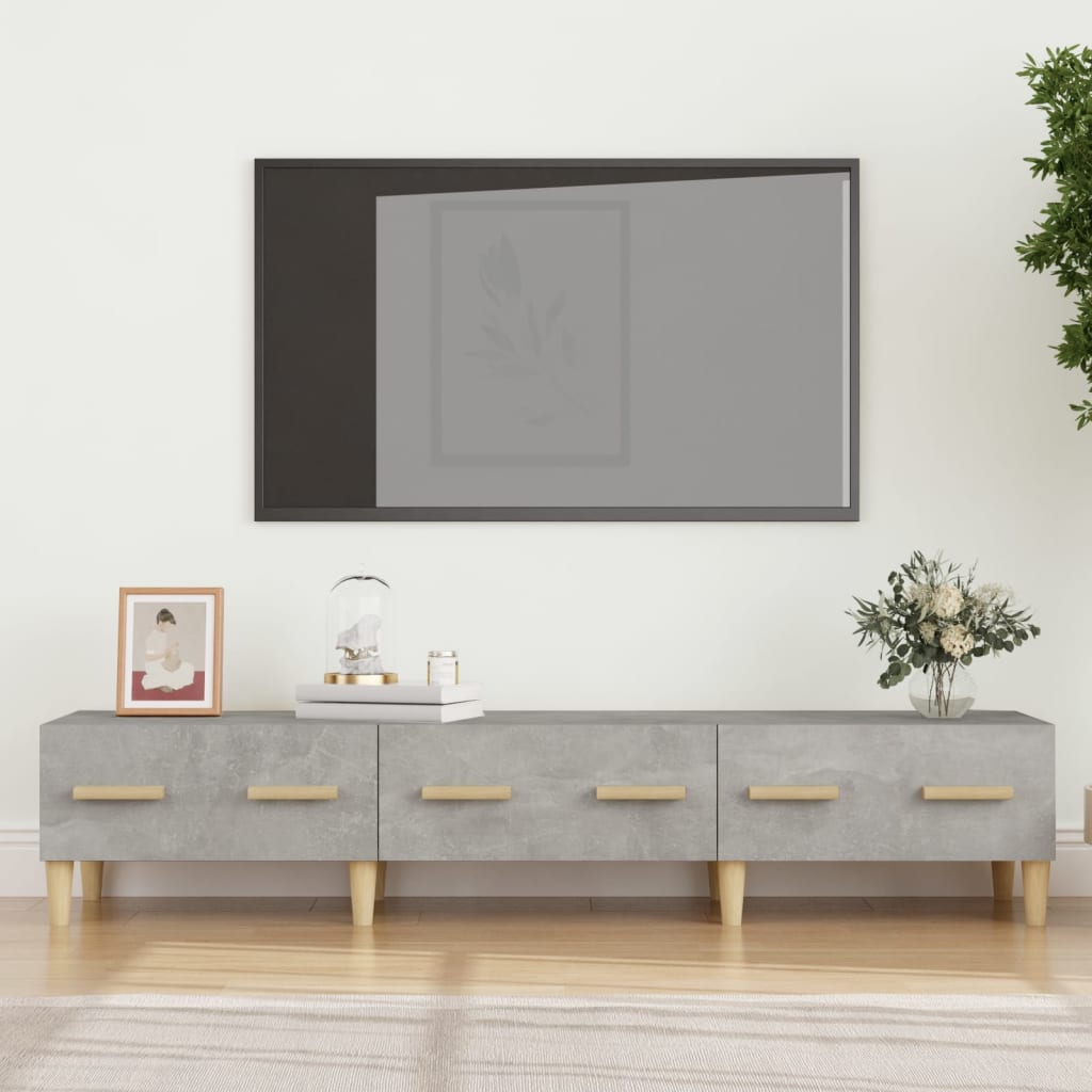 Έπιπλο Τηλεόρασης Γκρι Σκυροδέματος 150x34,5x30 εκ. Επεξ. Ξύλο
