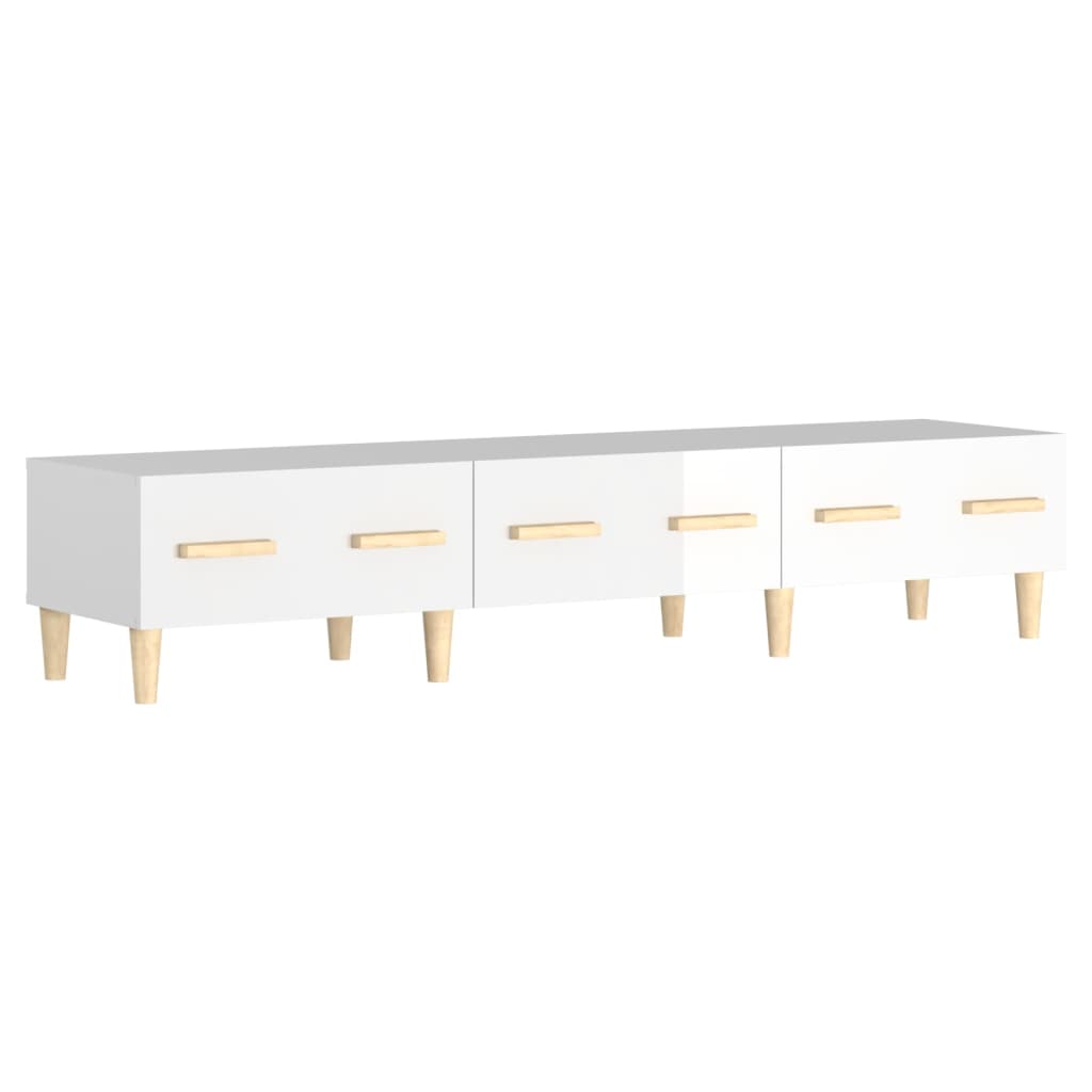 Έπιπλο Τηλεόρασης Γυαλ. Λευκό150x34,5x30εκ.Επεξεργασμένο Ξύλο