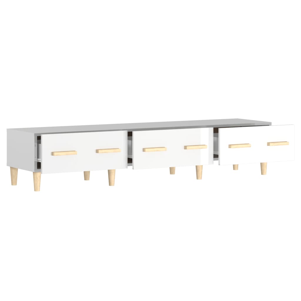 Έπιπλο Τηλεόρασης Γυαλ. Λευκό150x34,5x30εκ.Επεξεργασμένο Ξύλο