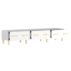 Έπιπλο Τηλεόρασης Γυαλ. Λευκό150x34,5x30εκ.Επεξεργασμένο Ξύλο