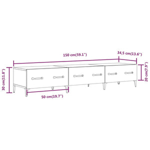 Έπιπλο Τηλεόρασης Λευκό 150x34,5x30 εκ. από Επεξεργασμένο Ξύλο